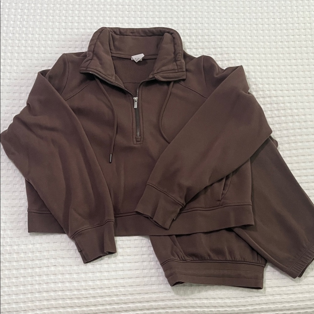 all in motion Chocolate Brown Quarter-Zip Sweatshirt + Sweatpants